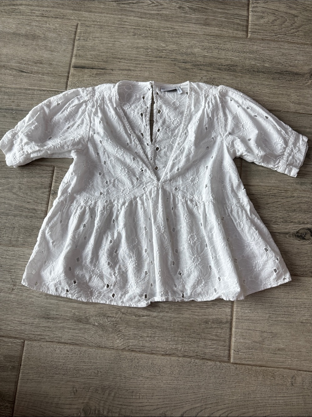 ASOS 100% Cotton White Eyelet V-Neck Blouse